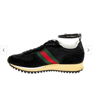 NITB Gucci Women's Black Sneakers with Red and Green Stripes-37